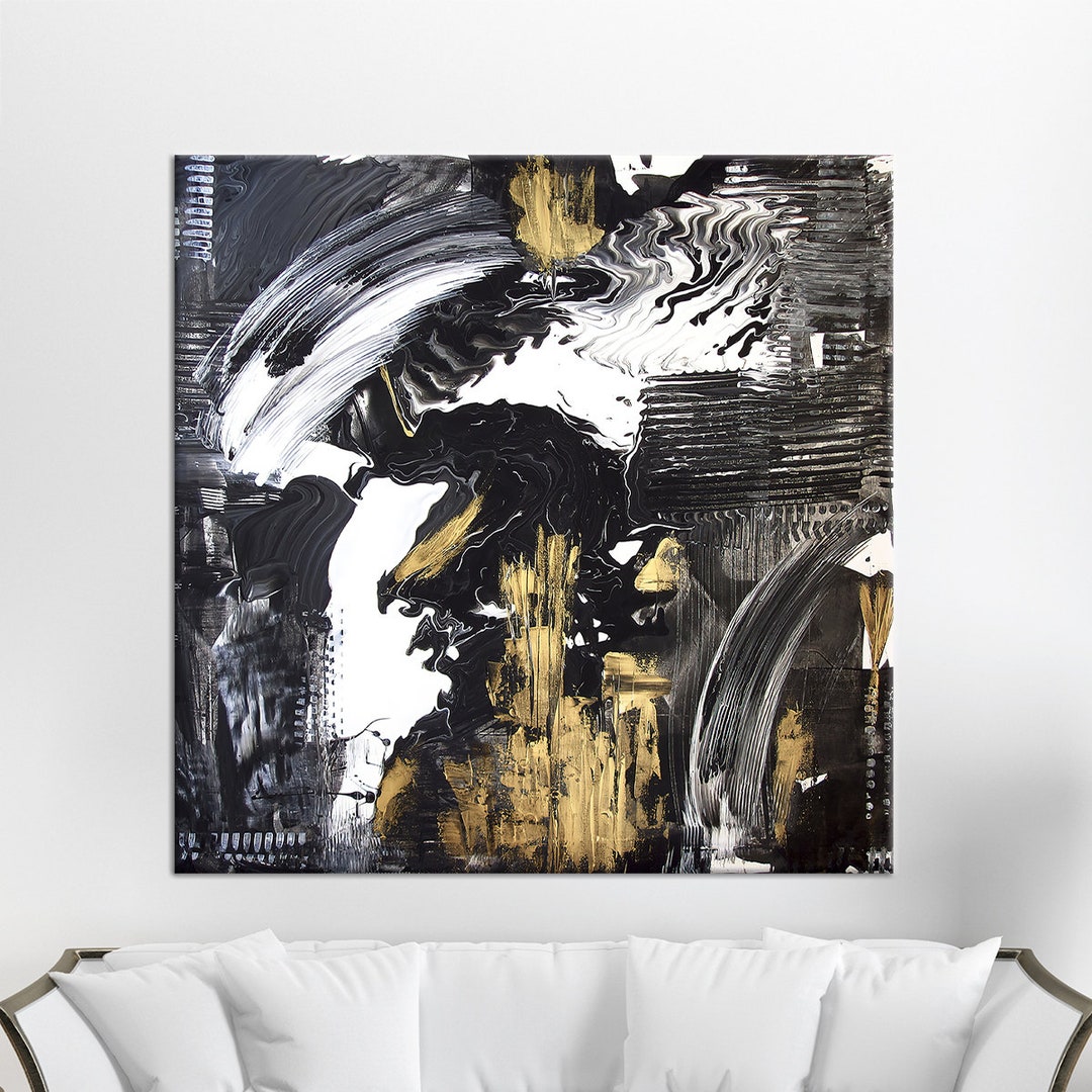 Black Gold Painting, Luxury Painting Wall Decor, Framed Wall Art, Wall