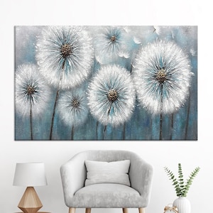 Wandkunst, Leinwand Geschenk, Wand-Dekor, Löwenzahn, Blumen Poster, Blumen Leinwand, Abstrakte Löwenzahn Wandkunst, Botanische Leinwand Kunst,