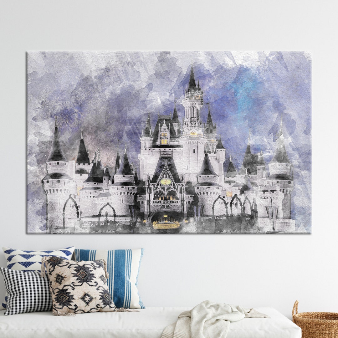 Cinderella Castle Canvas Print: Disneyland Watercolor Wall Art - Etsy
