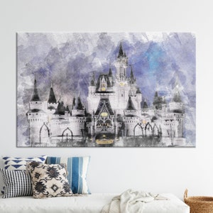 Cinderella Castle Canvas Print: Disneyland Watercolor Wall Art