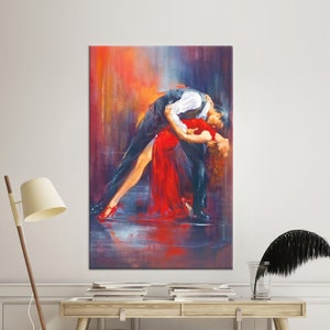 Large Wall Art, Wall Art Canvas, Canvas Home Decor, Dancing Couple Painting Print, Dancing Couple Art, Romantic Couple Canvas Art,