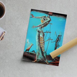 Impresión en lienzo de Salvador Dalí: La jirafa en llamas, famosa obra de arte mural Rolled Canvas
