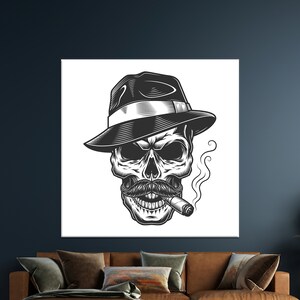 Leinwanddruck, Leinwand Wandkunst, großes Wandbild, Schädelmann, Rauch Leinwanddruck, Loft Leinwand Dekor, Schädel Poster, moderne 3D Leinwand,