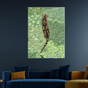 Póster de lienzo bohemio, póster de animales, regalo de San Valentín para él personalizado, arte moderno, obra de arte de tigre, decoración de arte contemporáneo
