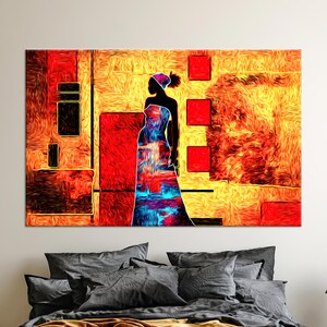 Wall Art, Canvas Wall Art, Canvas Home Decor, Black Woman, Ethnic Printed, African Canvas Poster, African Girl Canvas Decor,