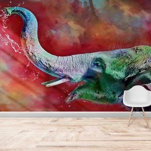 Cute Elephant Wall Poster,Bright Wall Paper,Colorful Elephant Wall Poster,Custom Wall Paper,3d Wall Paper,Colorful Wall Print,