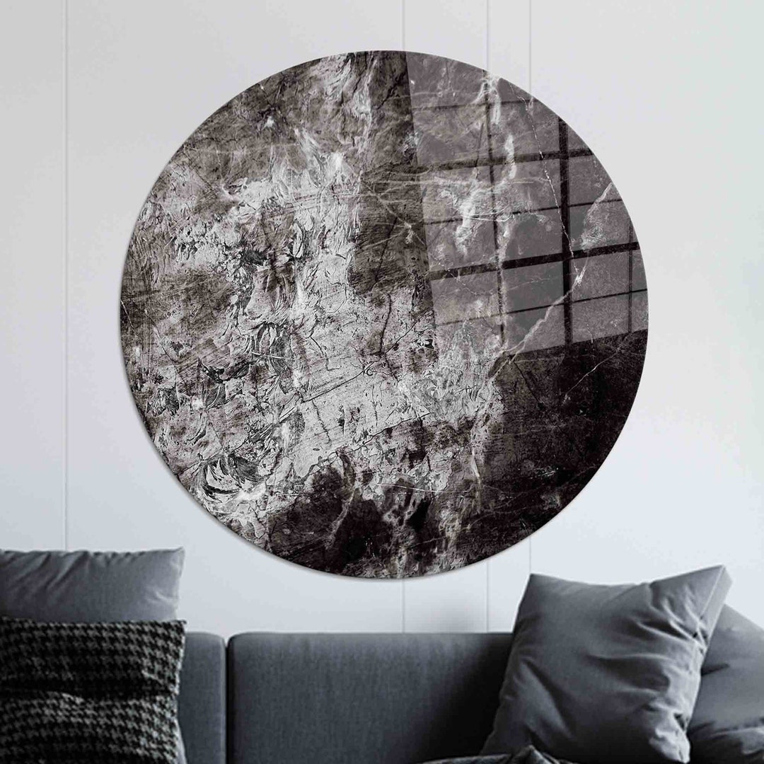 Image showcasing Black Marble Texture Glass Wall Art: Contemporary Stone Decor - Etsy