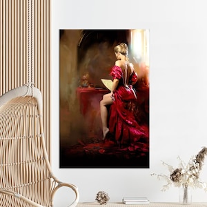 Woman in Red Dress Canvas Print: Modern Wall Art