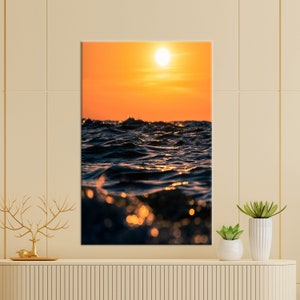 Living Room Wall Art, Canvas Decor, Wall Art Canvas, Sundown Canvas Poster, Sea Landscape Artwork, Wave Landscape Art Canvas,