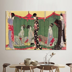 Wall Art Canvas, 3D Wall Art, Wall Art, Utamaro Kitagawa Artwork, Utamaro Kitagawa Canvas Art, Womans Wall Art, Japanese Printed,