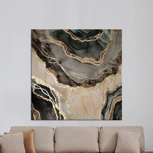 Canvas, Large Canvas, 3D Canvas, Beige Marble Printed, Abstract 3D Canvas, Marble Poster, Brown And Gold Marble Canvas,