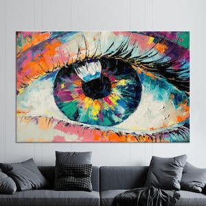 Wohnzimmer Wandkunst, Leinwand Kunst, große Wandkunst, Ölgemälde Druck, abstraktes Poster, zeitgenössisches Poster, Auge Wanddekor,