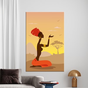 3D Wall Art, Canvas Art, Wall Art, Black Woman Wall Art, African Canvas Art, Girl Canvas Decor, Abstract Canvas Print, Ethnic Canvas Art,