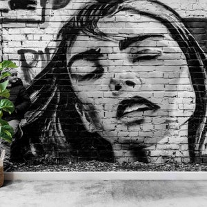 3D Wand-Papier,Graffiti Wandbild,Woan Street Wallpaper,Benutzerdefinierte Wand-Papier,Moderne Wand-Papier,Frauen-Wand-Druck,