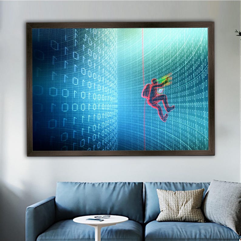 Matrix Code Glass Art, Cyber Wall Decoration, Binary System Glass, 3D ...