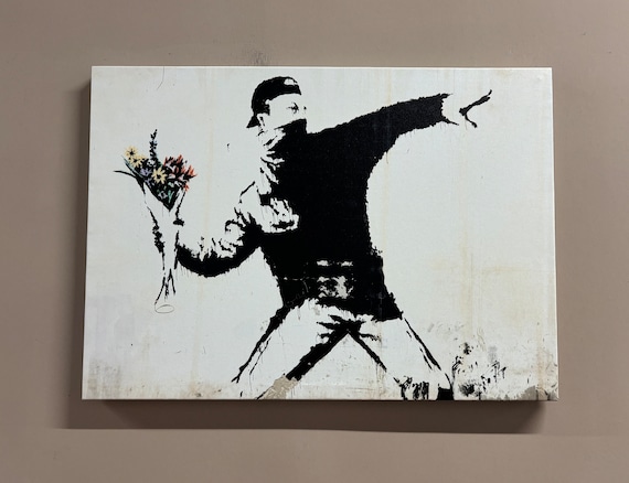Banksy Flower Bomber Canvas Art: Living Room Wall Decor - Etsy