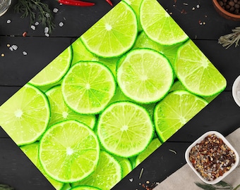 Lemon Print Tempered Glass Cutting Board: Modern Kitchen Serving Board
