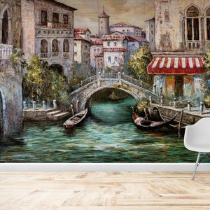Carta da parati personalizzata,Carta da parati Peel and Stick,Paper Wall ArtVenice Italy,Old Venice Landscape Wall Print,View Wall Mural,