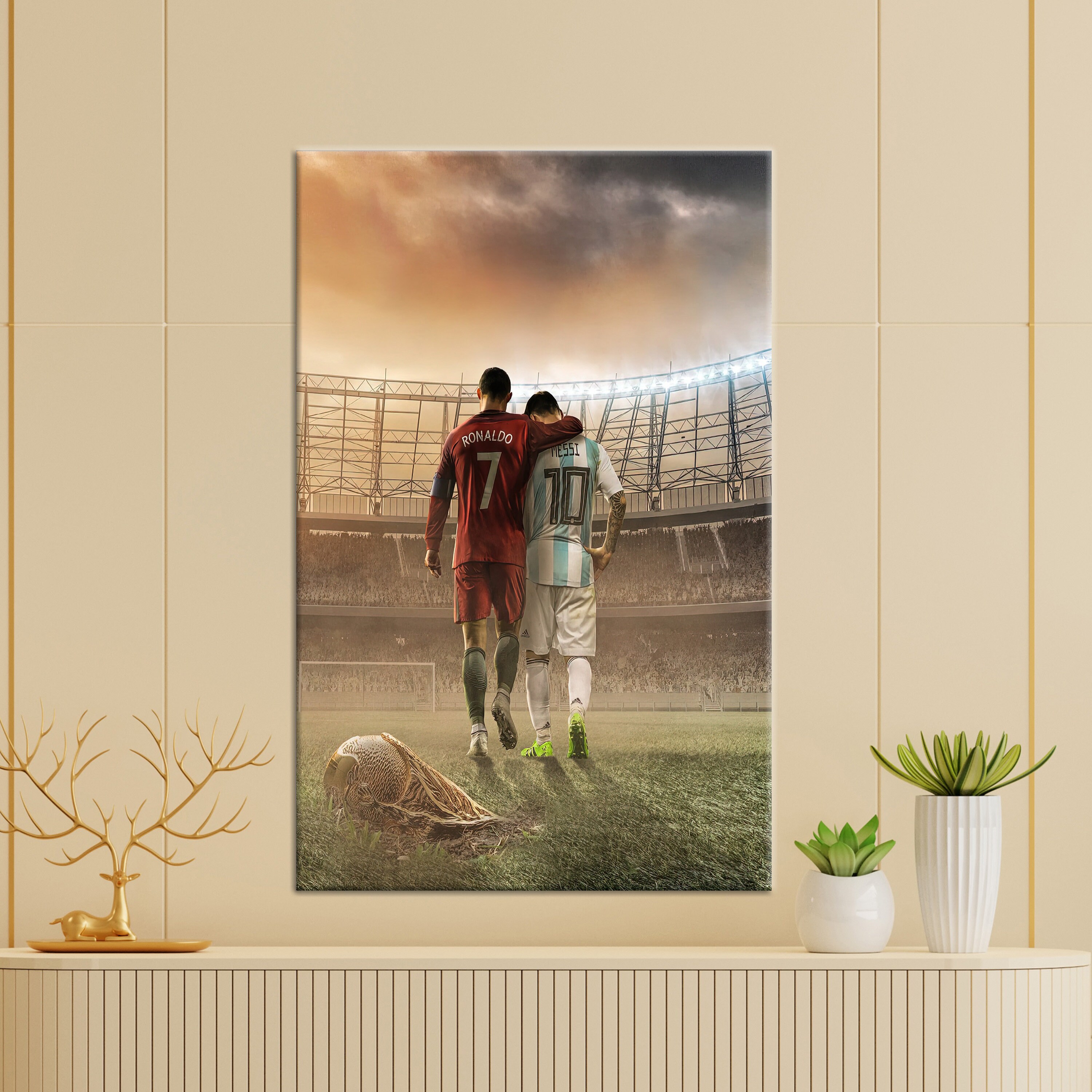  QEWRT Messi, Ronaldo Poster Soccer Picture Canvas