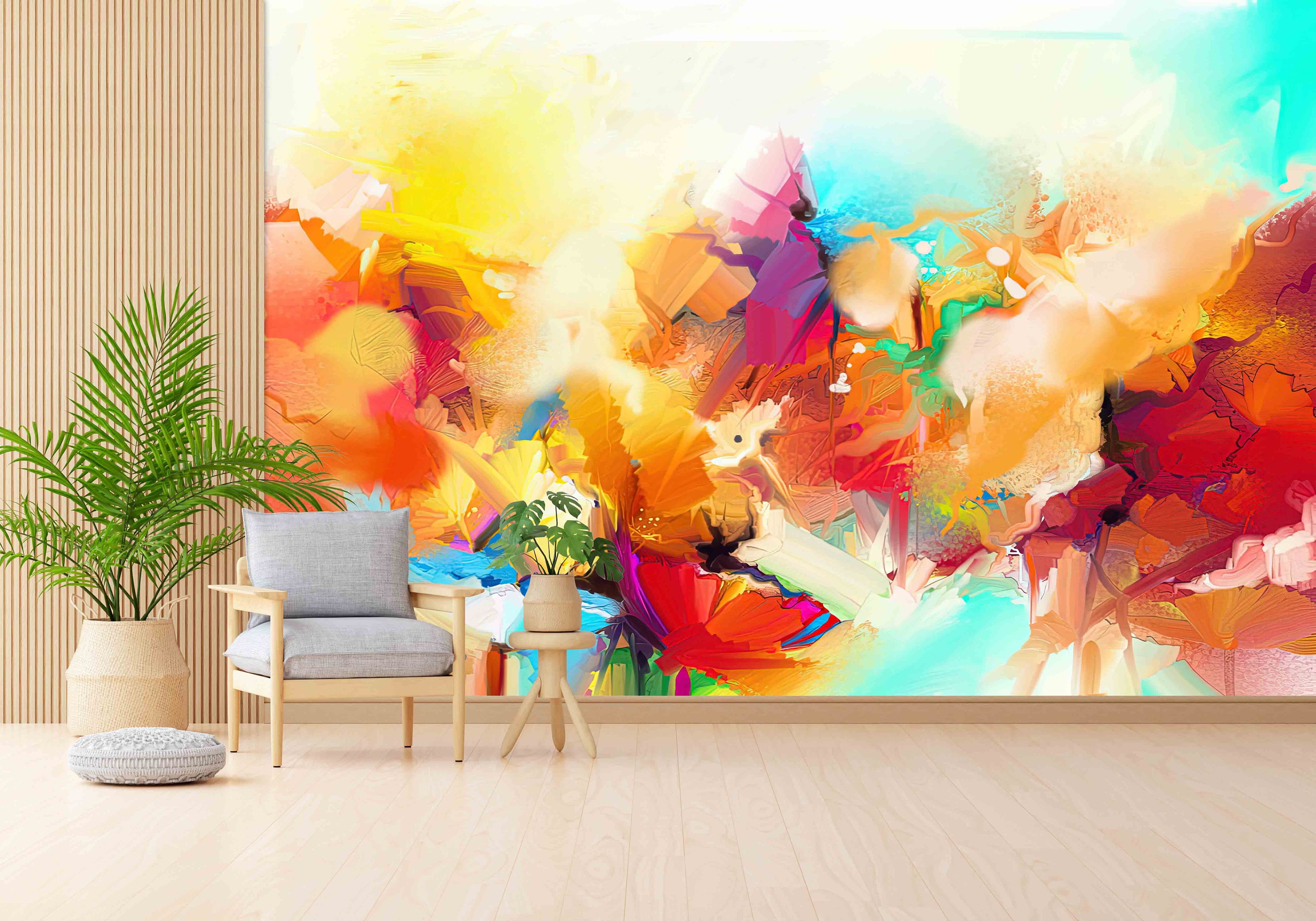 Abstract Colorful Painting Wallpaper - Peel and Stick Wall Art - Etsy