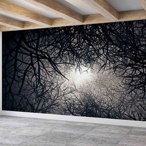 Custom Wall Paper,Modern Wall Paper,3d Wall Paper,Tree Landscape Wall Art,Moonlight,Forest Wall Poster,