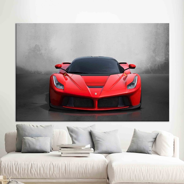 Ferrari Poster, Custom Canvas, Boys Room Artwork, Garage Printed, Canvas Wall Art, Gift for Him, Ferrari Canvas Print,