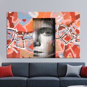 Canvas Art, Large Canvas, 3D Canvas, Girl Graffiti Painting, Contemporary Art Canvas, Graffiti Printed, Girl Poster,