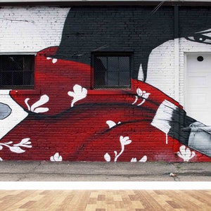 3d Wall Paper, Woman Graffiti Wall Painting, Paper Wall Art, Woman Street Wall Art, Bright Wall Paper, Graffiti Wall Painting,