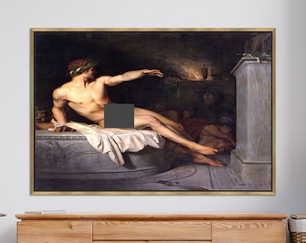 Stampa su tela, tela artistica da parete, decorazione da parete, Alexaandre Cabanel, decorazione da parete con uomo nudo, riproduzione di opere d'arte su tela, stampe famose,