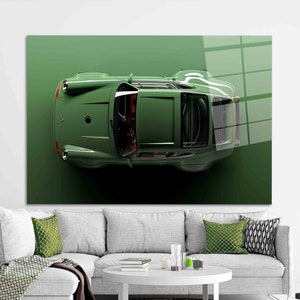 3D Effect Car Glass Wall Art: Modern Garage Decor No Frame