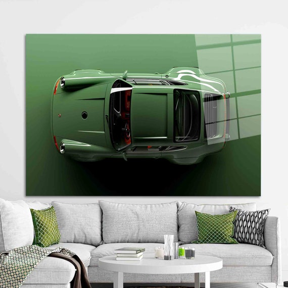 3D Effect Car Glass Wall Art: Modern Garage Decor