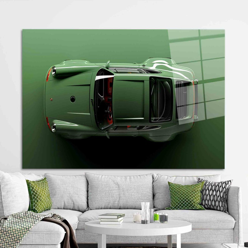 3D Effect Car Glass Wall Art: Modern Garage Decor No Frame