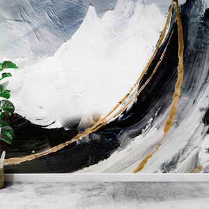 Bright Wall Paper,3d Wall Paper,Custom Wall Paper,Modern Marnle Wall Print,Black And Gold Painting,Trendy Wall Poster,