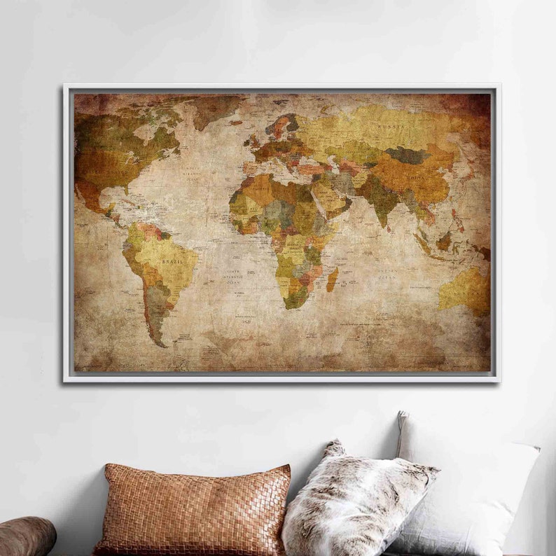 Vintage World Map Canvas Art: Large Atlas Poster image 2