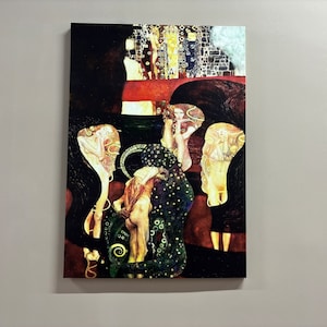 Canvas, Canvas Print, Canvas Wall Art, Jurisprudence, Famous Art Canvas, Gustav Klimt Canvas, Recolored Poster, Klimt Canvas,