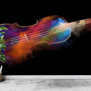 Violinista per arte da parete regalo, carta da parati luminosa, carta da parati musicale, carta da parati stacca e incolla, carta da parati personalizzata, decorazione da parete colorata,