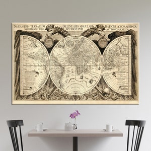 Arte da parete 3D, arte su tela, tela, decorazione da parete con mappa del mondo vintage, arte su tela per la scuola, decorazione da parete con mappa vintage, arte della mappa, opere d'arte per l'aula,