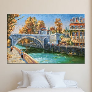 Lienzo 3D, decoración de lienzo, decoración del hogar de lienzo, paisaje del río Sochi, cartel de lienzo de paisaje de otoño, arte de lienzo de paisaje del río,
