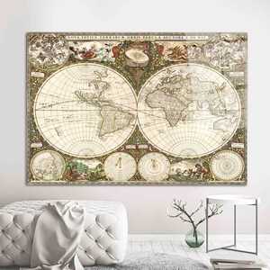 Eine neue Karte der ganzen Welt, Glas, Wandkunst, Vintage Karte Tempered Glass, Große Karte Wanddekoration, Glas, Große Karte Wanddekoration, Glas, Wandkunst,