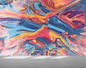 Carta da parati astratta colorata: arte murale staccabile e adesiva