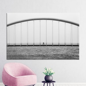 Canvas Print, 3D Wall Art, Canvas Gift, City Wall Decor, Bridge Poster, Sea Canvas Art, View Poster, Cityscape 3D Canvas, Bike Canvas Print,