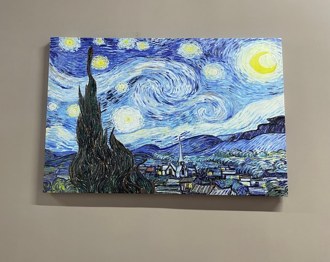 The Starry Night Vincent Van Gogh Canvas Wall Art Reproduction Extra ...