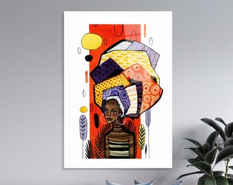 Abstract African Woman Tempered Glass Wall Art