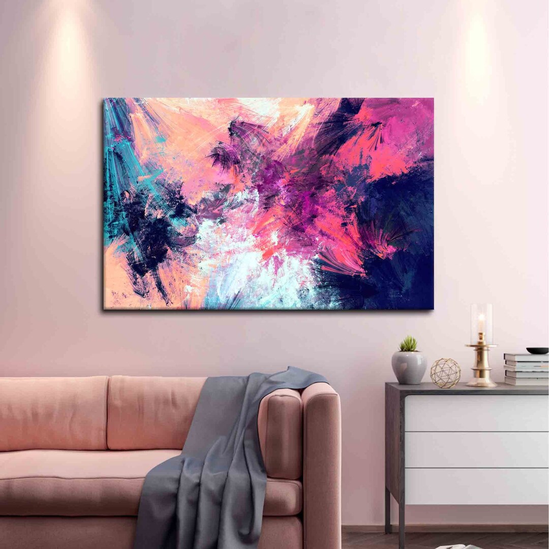 3D Wall Art, Canvas Gift, Wall Art Canvas, Colorful Canvas, Pink 3D