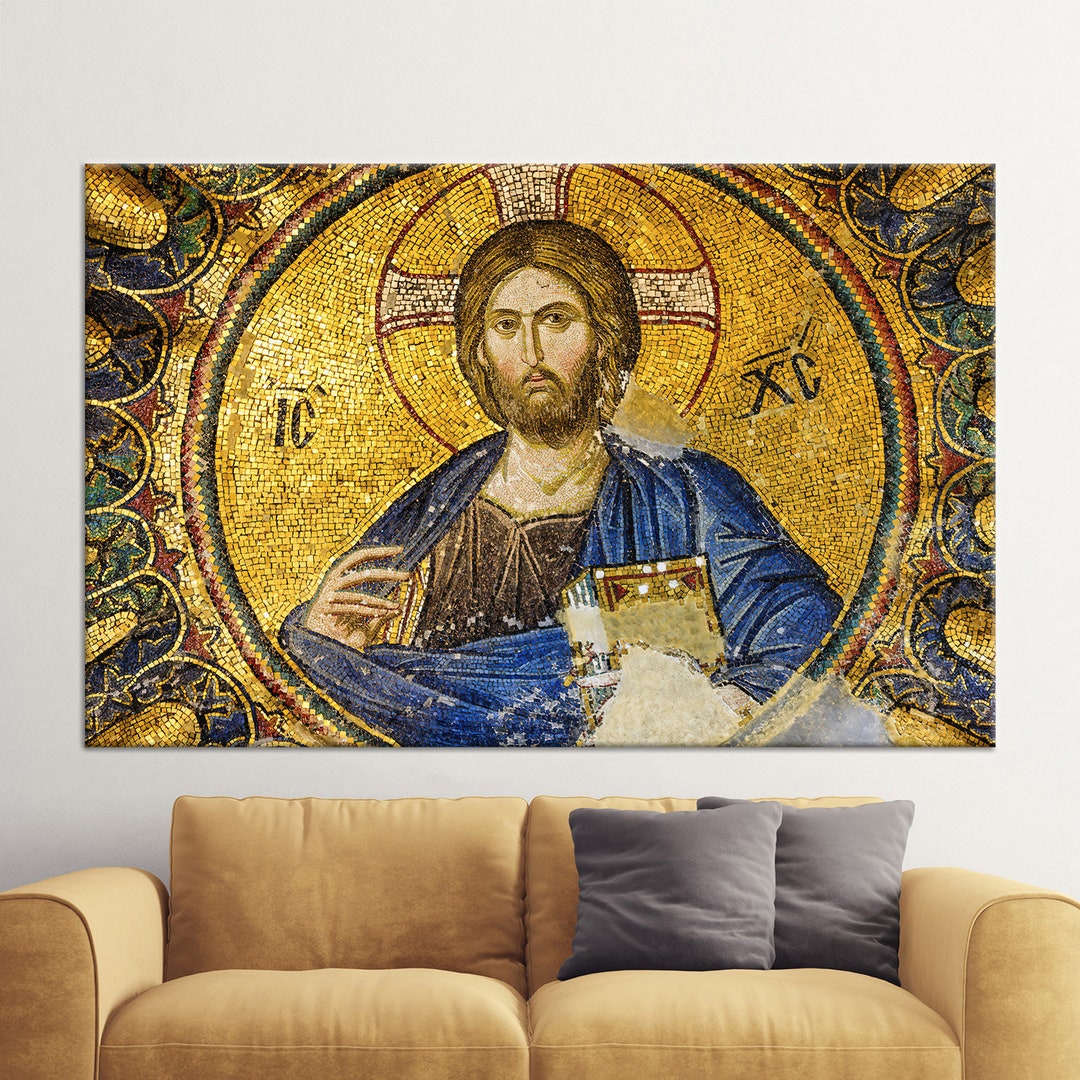 Jesus Christ Mosaic Canvas Print: Religious Wall Art - Etsy
