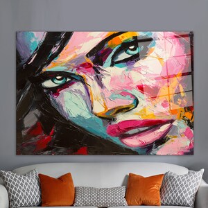 Wall Art, Wall Decor, Glass Art, Pink Wall Art, Woman Glass Wall Art, Abstract Glass Decor, Modern Glass Decor, Oil Painting Print,