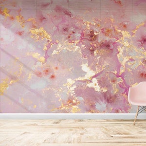 Papel de pared moderno, papel de pared personalizado, papel de pared con tinta de alcohol, papel de pared despegable y pegado, mural de pared de mármol rosa, póster de pared moderno,