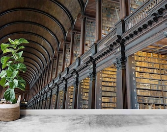 Papel pintado para estantería de biblioteca: decoración de pared autoadhesiva