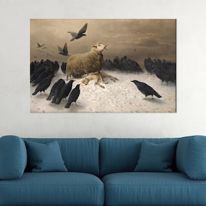 Anguish, August Friedrich, Albrecht Schenck, Crow, Sheep, 5 Piece Wall Art, Study Room Decor, Unframed Print, Framed Canvas Art, Canvas