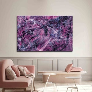 Arte de pared de lienzo, lienzo, arte de pared 3D, fumar rosa y gris, cartel de lienzo de mármol rosa, decoración de pared de mármol gris, arte abstracto de la pared de humo,